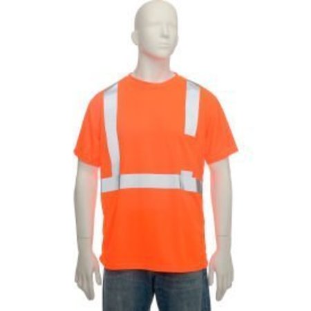OCCUNOMIX OccuNomix Standard Wicking Birdseye Class 2 T-Shirt W/ Pocket Hi-Vis Orange, L, LUX-SSETP2B-OL LUX-SSETP2B-OL